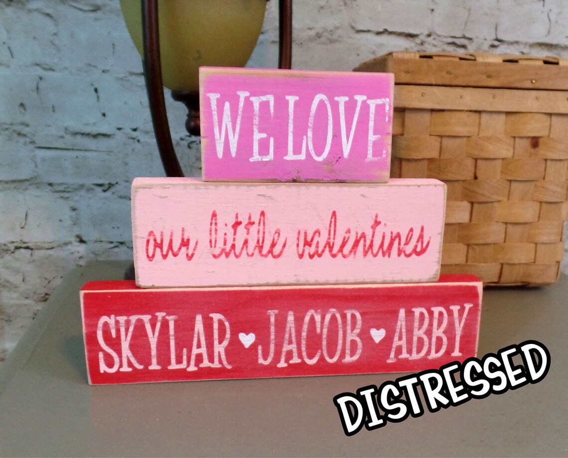 My Little Valentine Wood Blocks Valentines Blocks Etsy