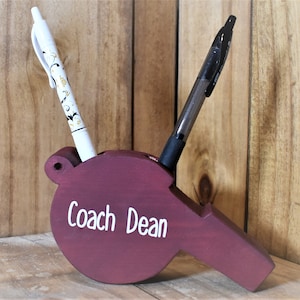 Personalized Whistle Shaped Pencil Pen Holder, Gym Teacher Gift, Physical Education Gift, Coach Whistle, PE Teacher, Gift for PE Teacher