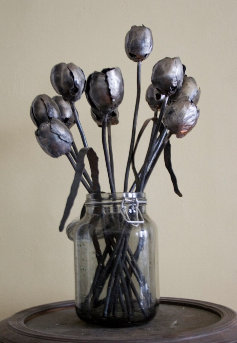 One Dozen wrought iron Tulips forever flowers Etsy