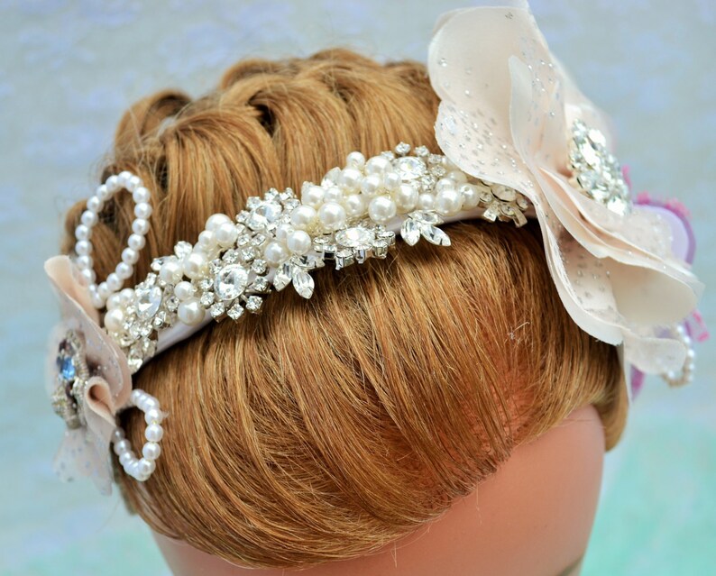 Vintage Bridal Headpiece Handmade Fabric Flower Headpiece Etsy