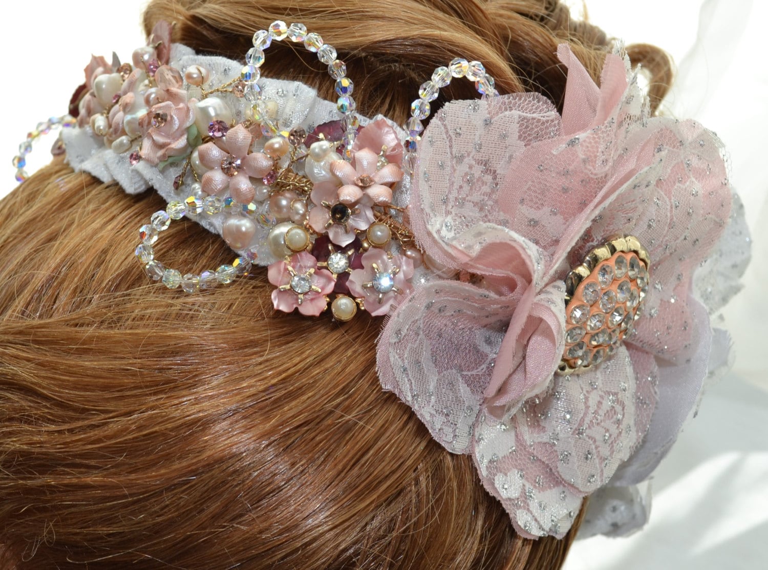 Handmade headband with flowers « Bride” for wedding