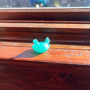 Miniature Hen on Nest replica, 1/12 or 1/6 Scale Dollhouse Accessory, 3D Printed in PLA, opens! Translucent green