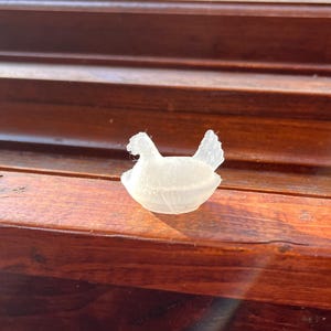 Miniature Hen on Nest replica, 1/12 or 1/6 Scale Dollhouse Accessory, 3D Printed in PLA, opens! Translucent clear