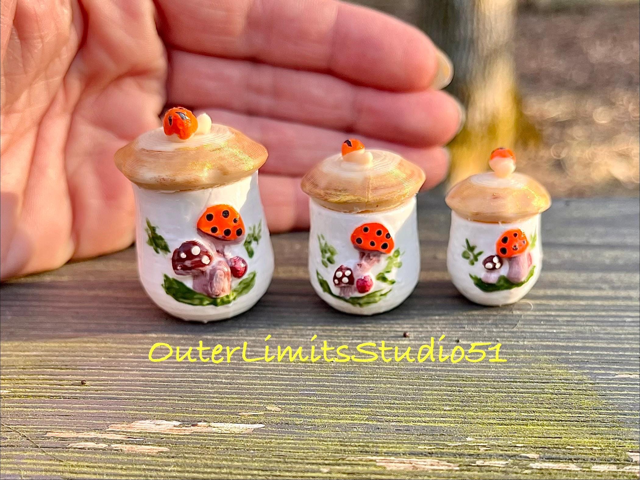 Set of 3 Mushroom Canister - Etsy