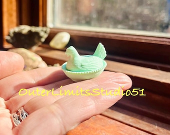 Miniature Hen on Nest replica, 1/12 or 1/6 Scale Dollhouse Accessory, 3D Printed in PLA, opens!