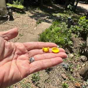 Micro Hen on Nest replica, Very Tiny! For dollhouse 1/12 scale, printer tray, 3d printed Pineapple yellow