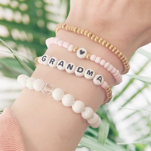 Beaded Stacked Name Bracelet/ Grandma Name Bracelet/ Grandma Bracelet/ letter Bracelet/ Name Bracelet / Personalized Gift