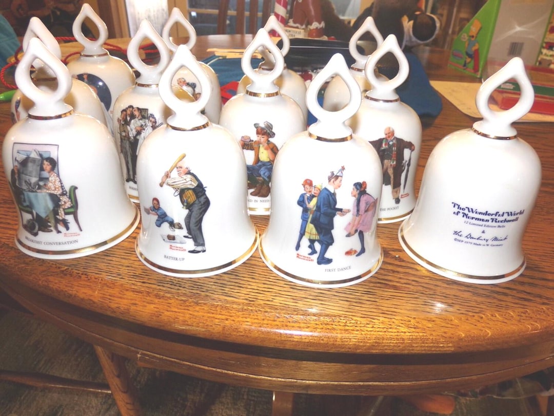 Vintage Norman Rockwell Bells, 12-piece Limited Edition, 1979