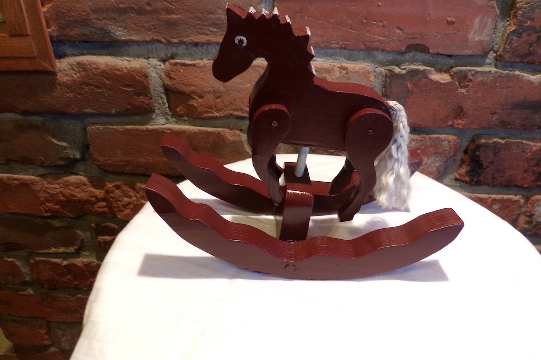 Wooden Rocking Horse, Hand Painted Rocking Horse, Dollhouse Rocking ...