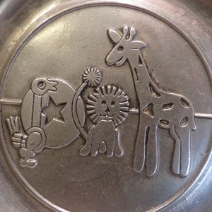 Vintage Alphabet and Numbers pewter plate, animal pewter plate, baby room décor, Morethebuckles, Pewtarex Pewter Baby ABC & Numbers Plate
