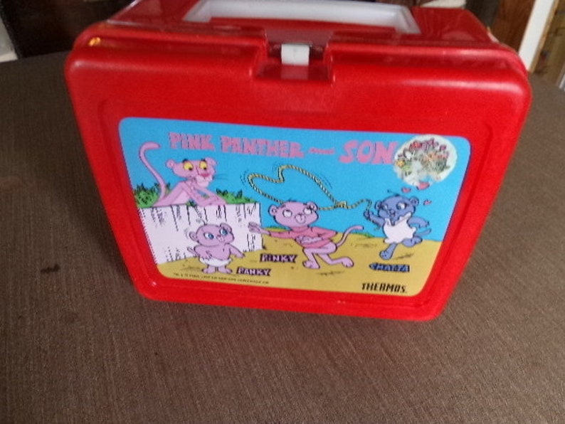 1984 Pink Panther and Sons Lunch Box 1980s Lunchbox Red Etsy