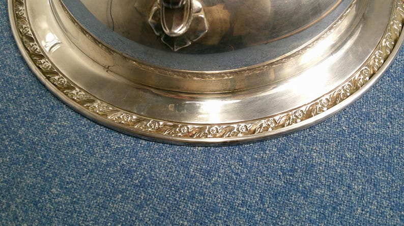 Vintage WM Rogers Silverplate Footed Tureen, Spring Flowers Pattern 1950's image 6
