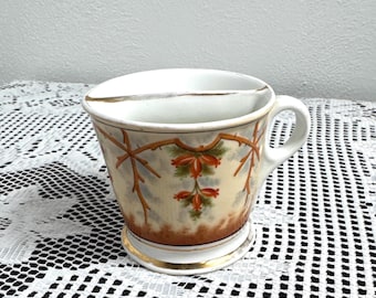 Antique shaving mug, shaving scuttle, gold rimmed shaving mug, porcelain shaving mug, rare shaving mug, Morethebuckles