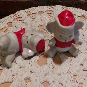 Vintage Christmas Santa Mice set of 2,  Tumbling Christmas Rare 1970&#39;s Tumbling Christmas Mice, Rare Christmas figurines, Morethebuckles