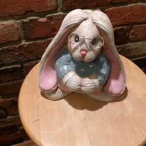 Ceramic Bunny Figurine, Easter, Vintage hand painted bunny in glasses, Rare 1990’s ceramic long ears bunny, long ears bunny, Morethebuckles