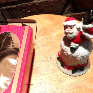 Vintage 90s Santa Claus Hand Painted Porcelain Christmas Holiday Bell Ornament, Rare Santa Hand Bell, Santa, Christmas, Morethebuckles