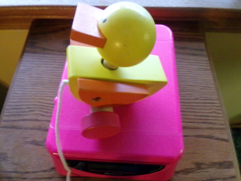 Vintage wooden duck pull toy wooden duck 1970\u2019s pull toy gift for baby