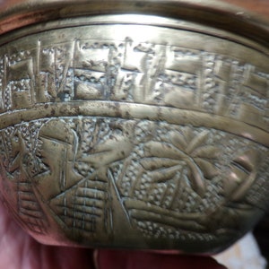 Antique Middle Eastern repousse brass bowl, Antique 1910’s hand crafted 5” brass bowl, Rare antique brass, Morethebuckles