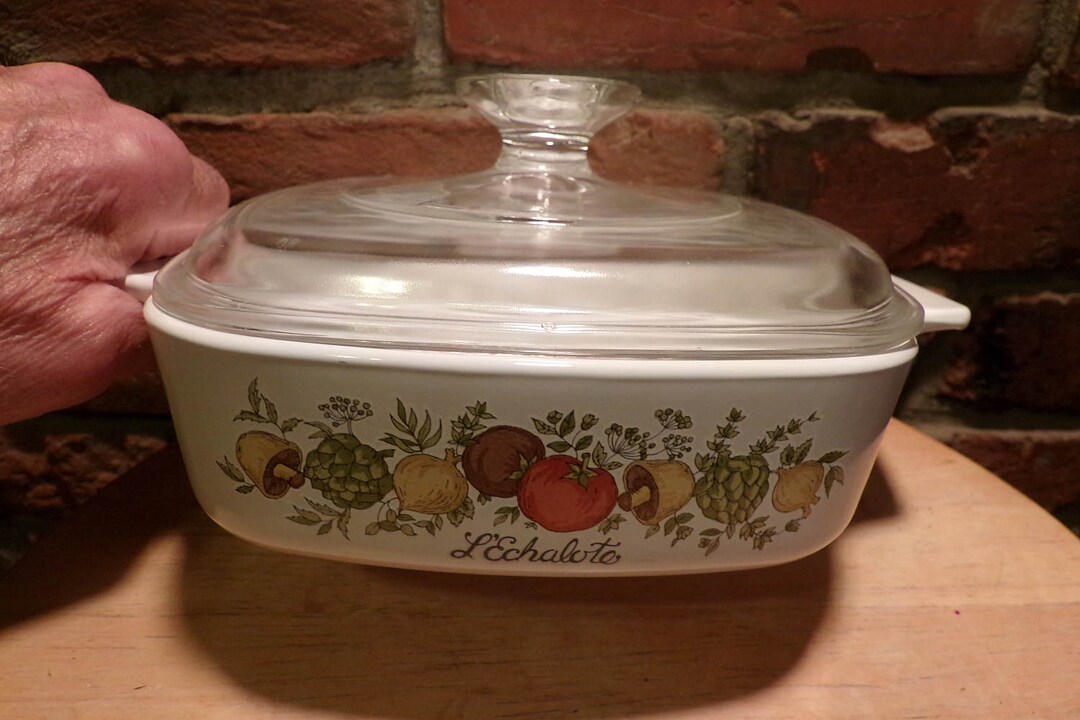 L'echalote Corning Ware, Corning Ware Onequart Spice of Life White Casserole Dish With Lid