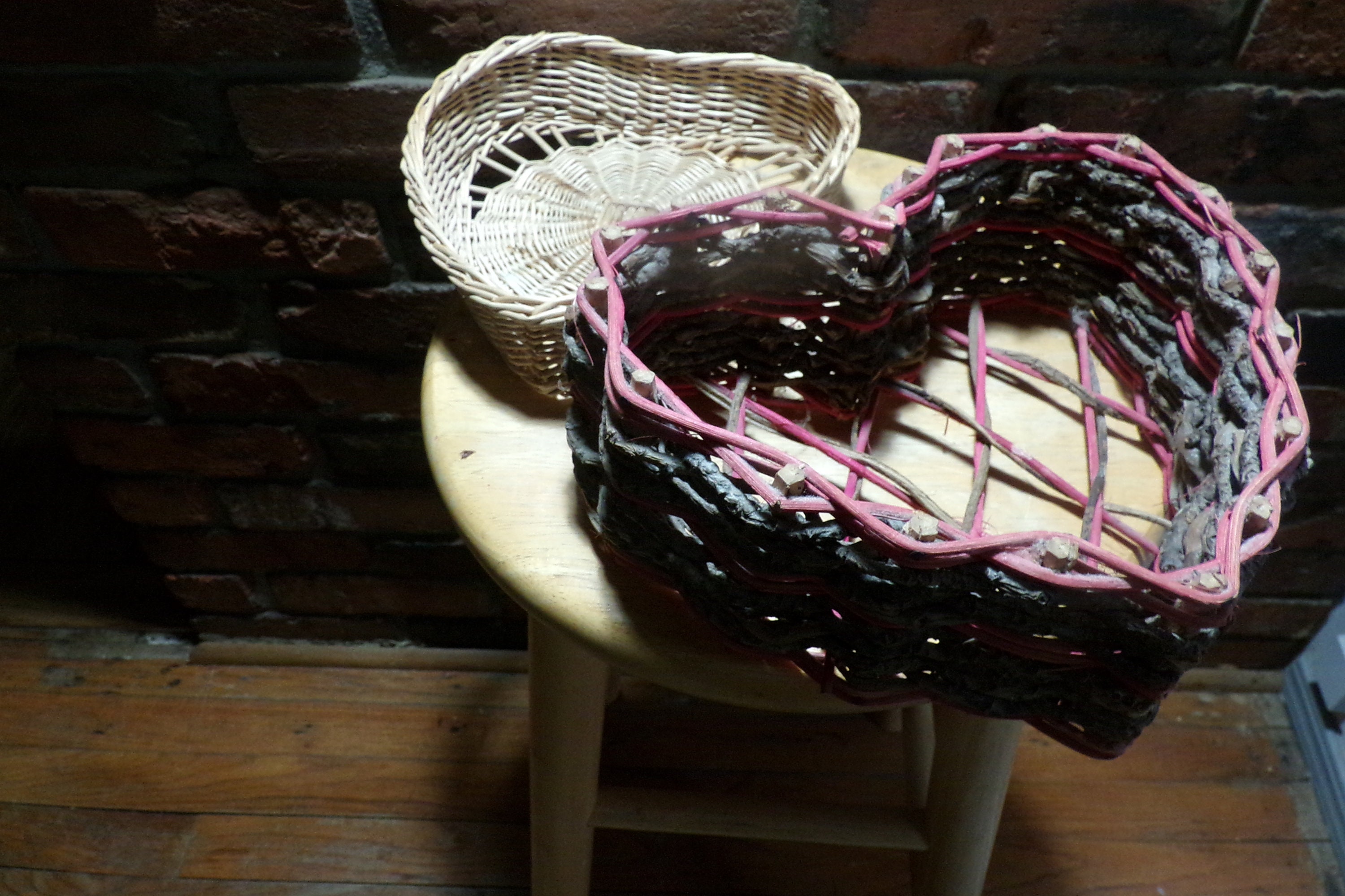 Vintage Wicker Heart Shaped Basket Set Unique Boho Wicker 