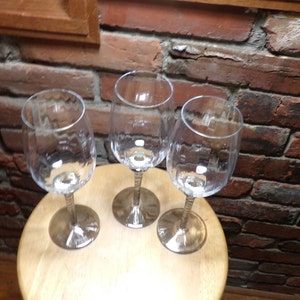 Vintage Iridescent Crystal Swirl Wine Glasses, 1960’s Iridescent Optic Panel Wine Set of 3, Handblown Iridescent glasses, Morethebuckles