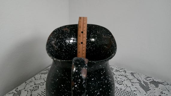 Vintage US Navy Enamelware Pitcher: 1940s Vollrath Graniteware