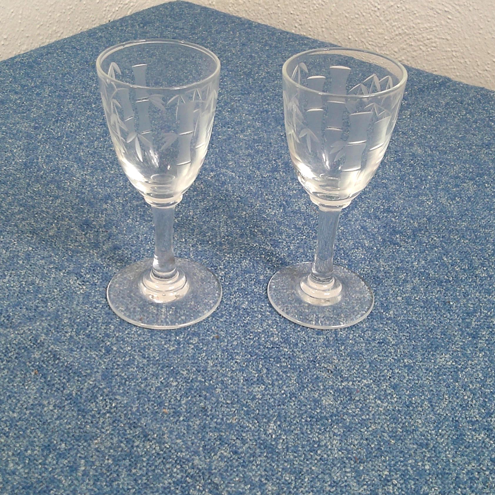 Vintage 2 Sasaki Bamboo Cordial Glasses 3.5