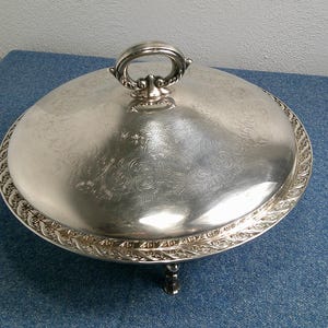 Vintage WM Rogers Silverplate Footed Tureen, Spring Flowers Pattern 1950's image 2