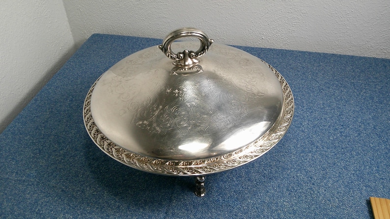 Vintage WM Rogers Silverplate Footed Tureen, Spring Flowers Pattern 1950's image 2