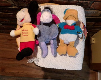 Vintage Disney Beanbag Plush Toys, Mickey Mouse, Donald Duck, Eeyore