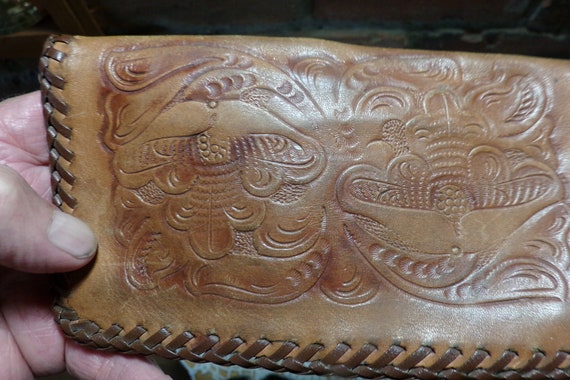 Vintage Tooled Leather Wallet, 1970’s men’s toole… - image 5