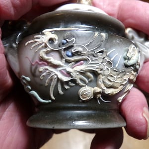 Vintage Dragonware Foo Dog Incense Burner Japan Moriage Porcelain Dragon, Rare Foo Dog Dragonware, Morethebuckles