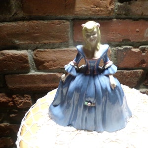 Vintage ceramic girl princess blue dress figurine, 8” hand painted princess figurine, 1960’s princess, Morethebuckles