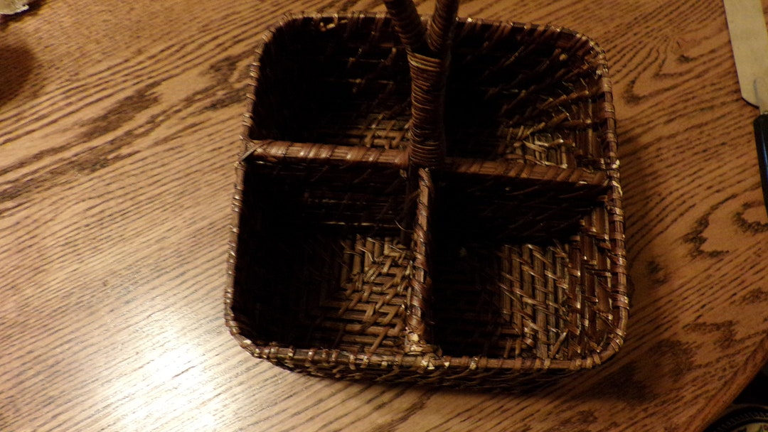 Wicker Silverware Basket, Rattan Deep Carry for Flatware, Rattan Bottle