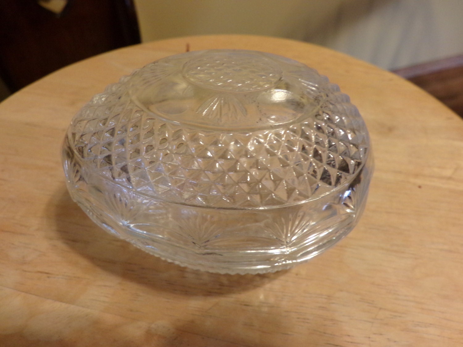 Vintage Avon Crystal Egg Candy Dish Fostoria Diamond Point Etsy