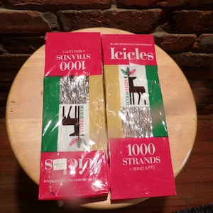 Vintage Christmas Icicles Silver Strands NEW in Box 1000 Strands Total Lot Of 2, NOS tree icicles strands, Morethebuckles