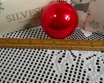 Vintage Silvestri Glass Tree Ornaments, 12 1970's Red Gold 3.5