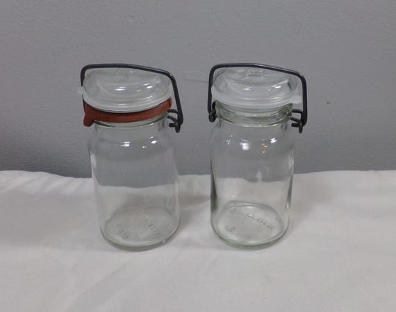 ヴィンテージガラス製缶詰ジャー、ウィートンガラス製トップベイル