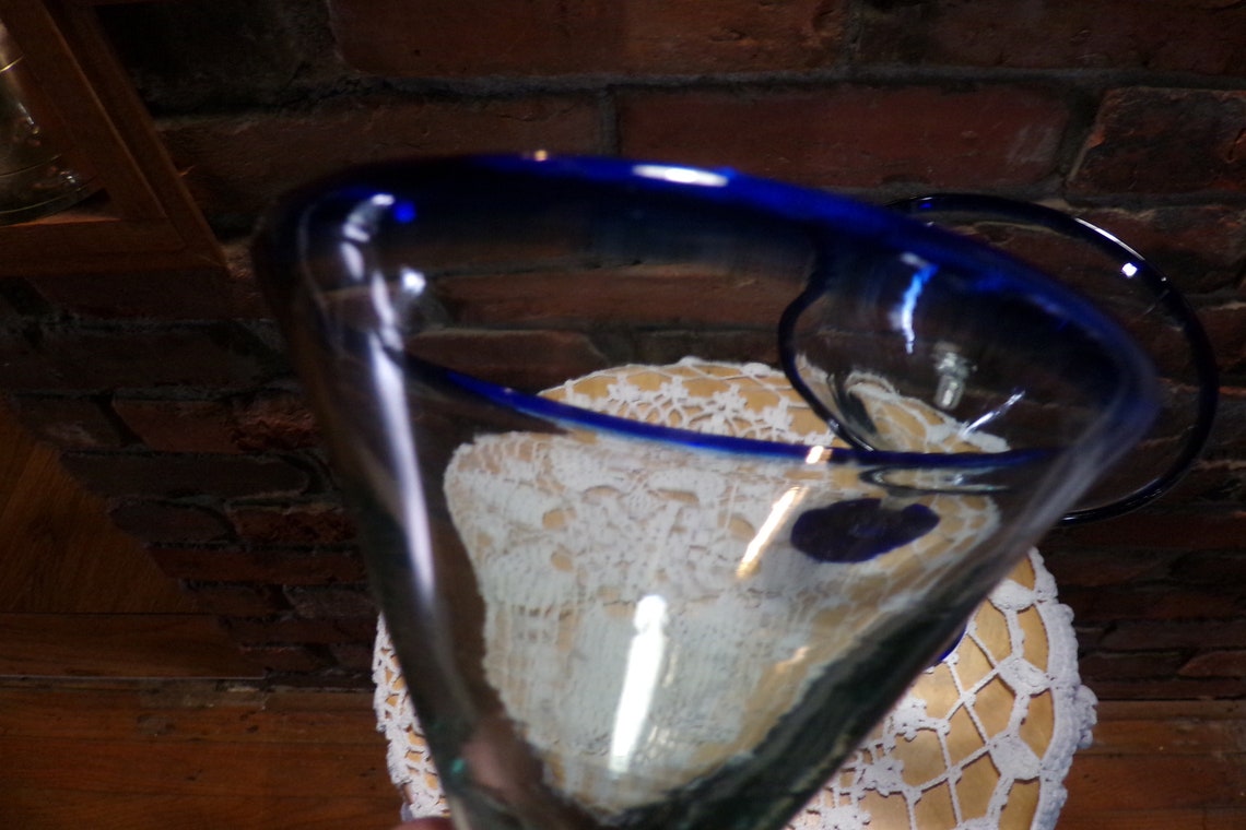 Hand Blown Recycled Glass Margarita Glass Set Blown Glass Etsy