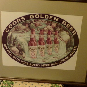 Coors advertising, Vintage Beer Sign, Framed and Matted Coors Golden Beer Wall Sign, Large beer wall décor, RARE Coors Sign, Morethebuckles