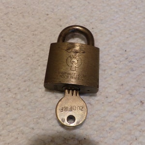 Vintage Brass Eagle Padlock Lock, 1940’s brass padlock, 1940’s Eagle Lock Co Terryville, Conn brass padlock w/original key, Morethebuckles