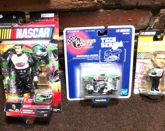 Nascar #18 Bobby Labonte Figurine, Bobble Dobbles #18 Bobby Labonte Mini Bobblehead, LabonteNew Nascar lot of 3, Morethebuckles