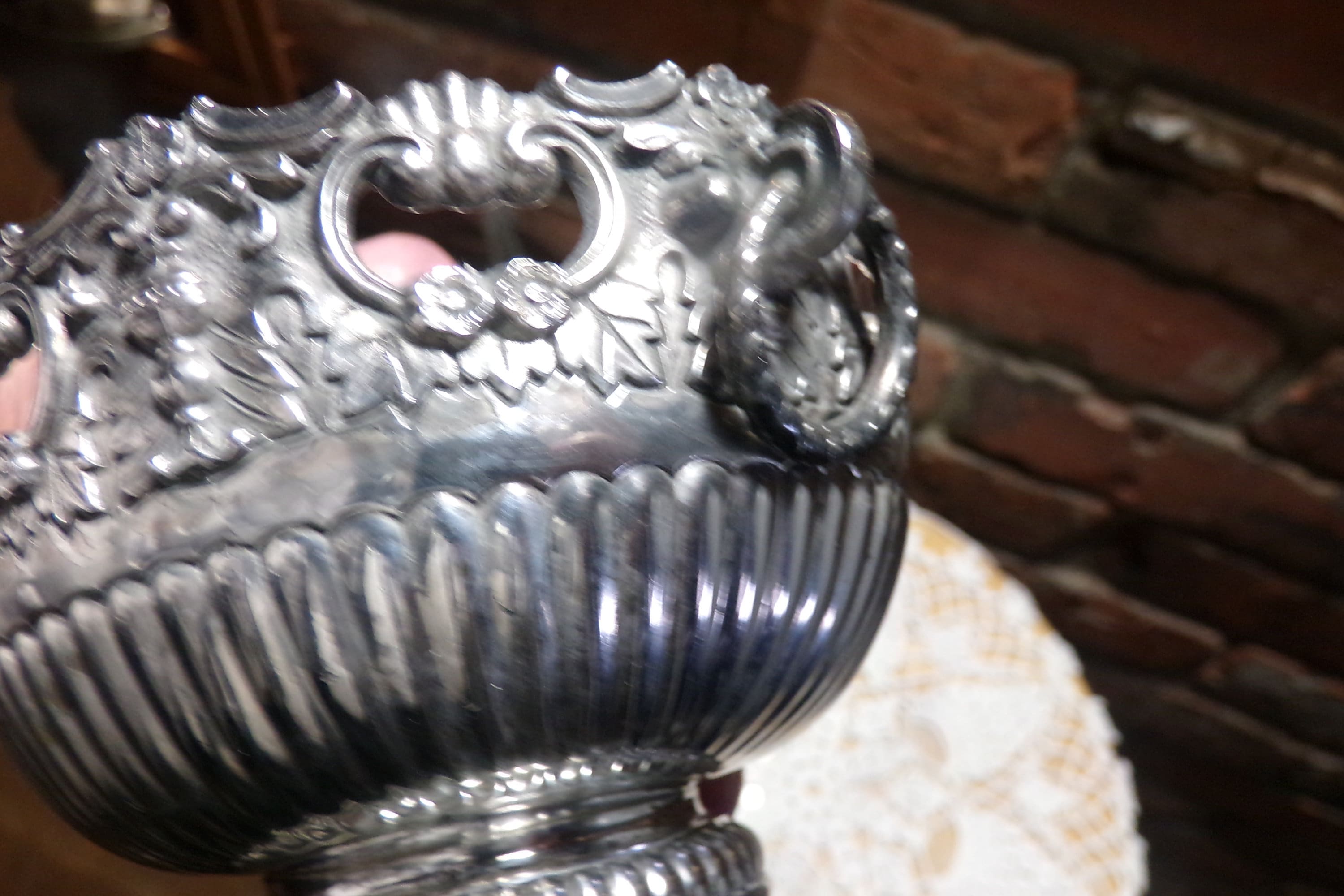 Antique Monteith F.B Rogers Silver Plate Bowl Ring Handles Ornate  