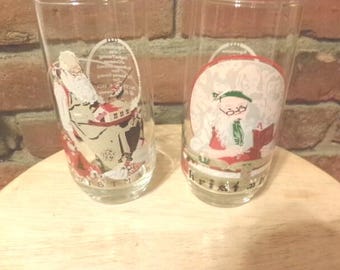 Vintage Coca Cola Weihnachtsgläser, Norman Rockwell Santa Becher