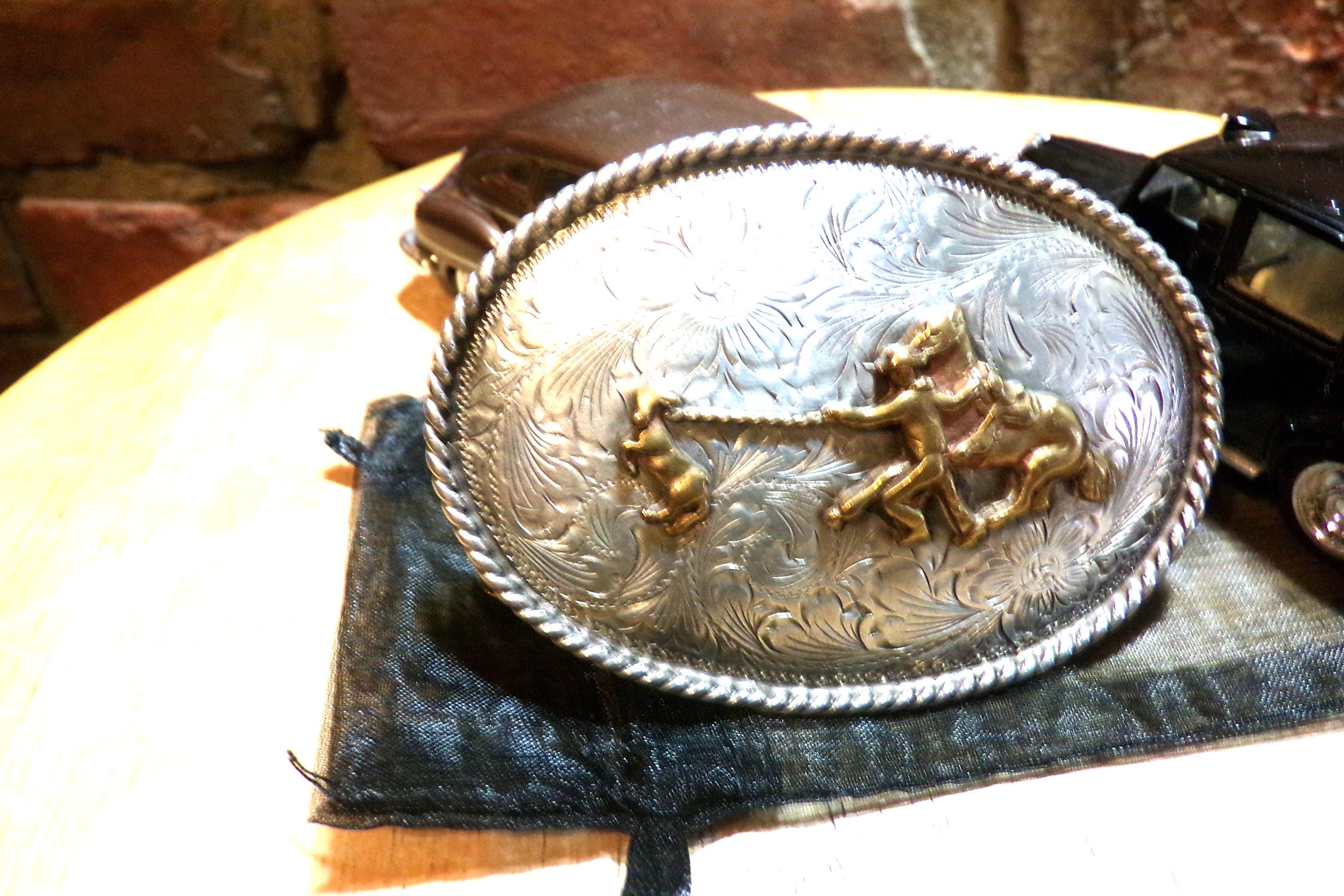 Vintage Fleming Sterling Silver Roping Belt Buckle, Western  display picture 3