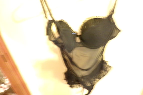 Vintage Victoria Secret Black Lace Teddy 36B, bla… - image 1