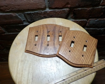 Wood Switch plate, Vintage Oak 3 Gang Toggle Wood Wall Plate, Country Medium Finish Oak Wood 2 Toggle Wall Plate, Morethebuckles