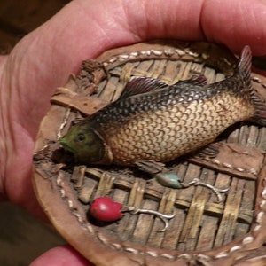 Fishing creel trinket box, fishing gift, creel with photo slot, small creel, small creel, men’s storage, Morethebuckles, creel photo holder