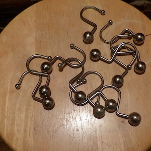 Vintage Ball Shower Curtain Hooks, silver shower curtain hooks, vintage heavy shower curtain hooks, Morethebuckles