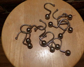 Vintage Ball Shower Curtain Hooks, silver shower curtain hooks, vintage heavy shower curtain hooks, Morethebuckles